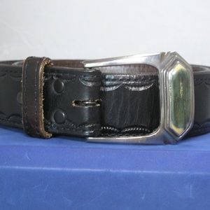 JW Cooper Mens Belt Sz 32 MAMMOTH INLAY Silver